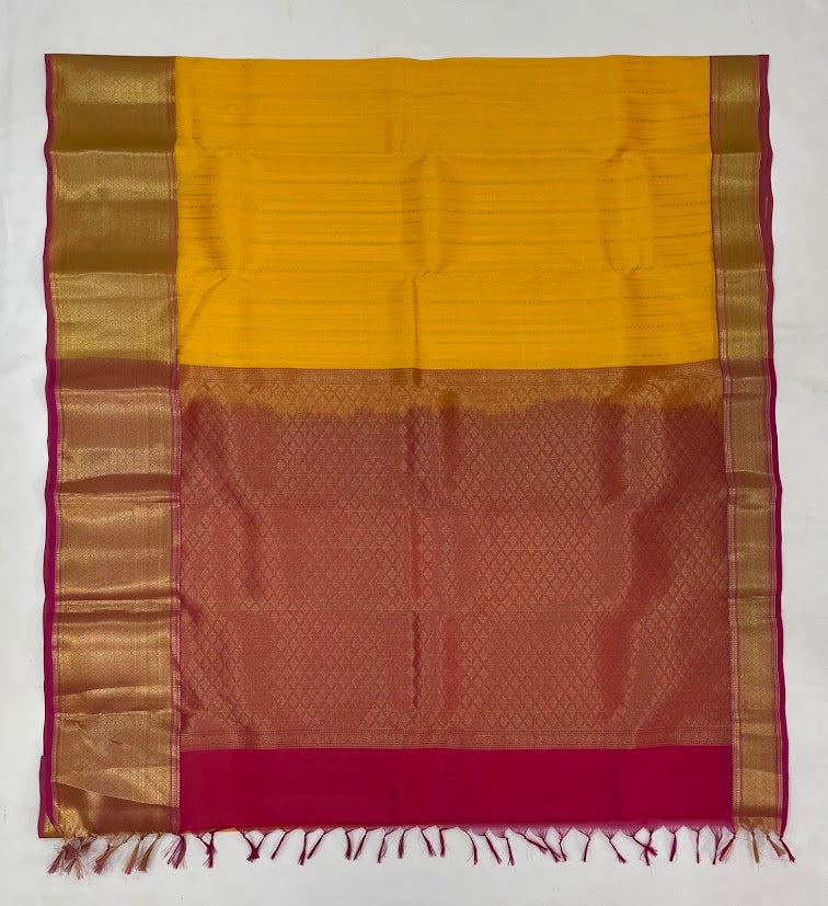 Yellow Color Pure Kanchi Silk With Gold Zari Work Saree In Arizona