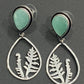 Trendy Teal Green AD Stone Studded Silver plated Light Weight Round Shaped Oxidized Earrings