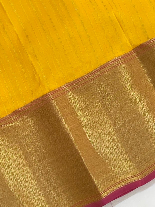 Yellow Color Pure Kanchi Silk With Gold Zari Work Saree In Surprise