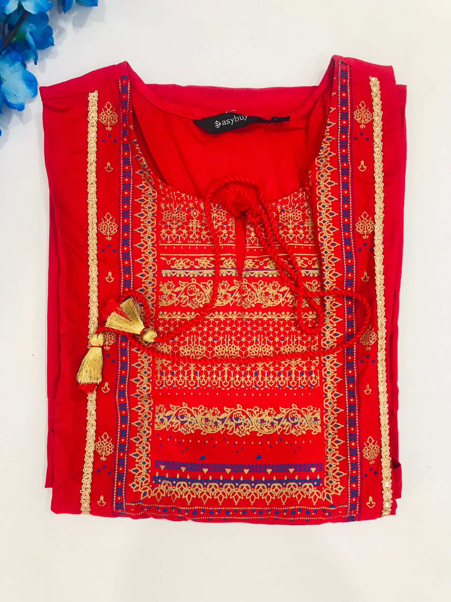 Appealing Red Color Kurti With Embroidery Work Near Me