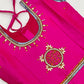 Pink Colored Silk Langa Sets With Stone Work In Surprise