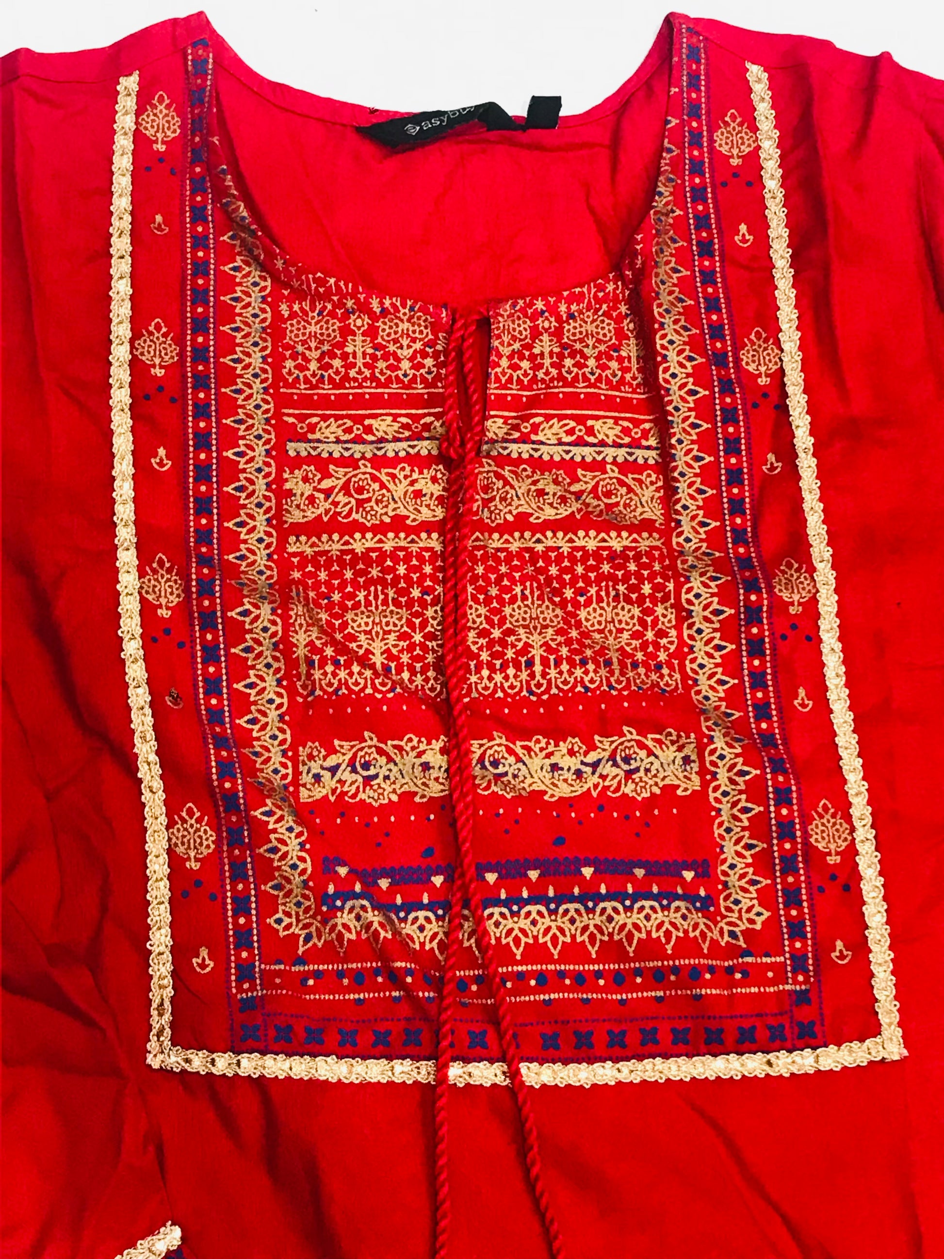 Appealing Red Color Kurti With Embroidery Work In Mesa