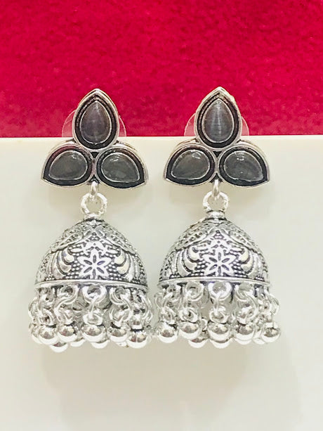 Oxidized black color stone earrings For Women In Yuma