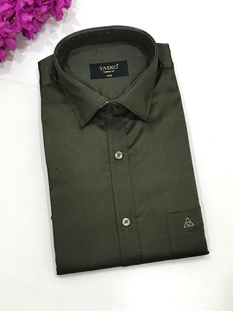  Green Color Half Sleeve Shining Silk Shirts Near Me