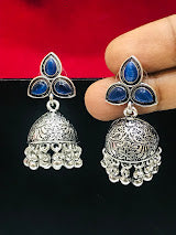 Alluring Blue Colored Oxidized Earrings For Women