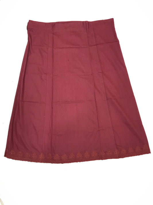 Attractive Dark Maroon Colored Cotton Readymade Petticoat For Women