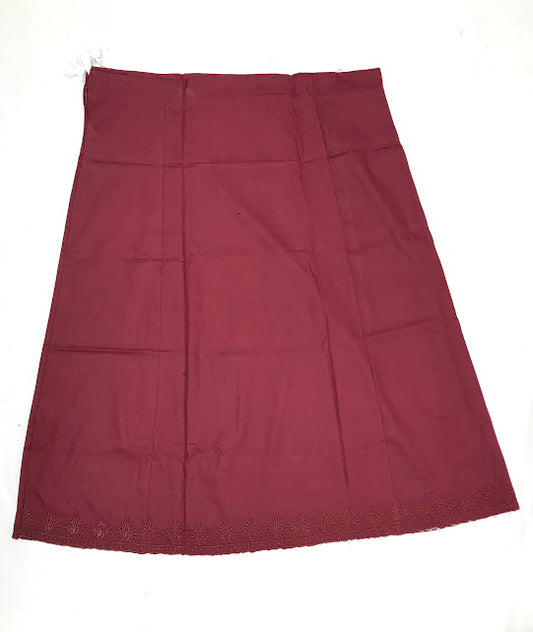 Appealing Light Maroon Colored Cotton Readymade Petticoat For Women