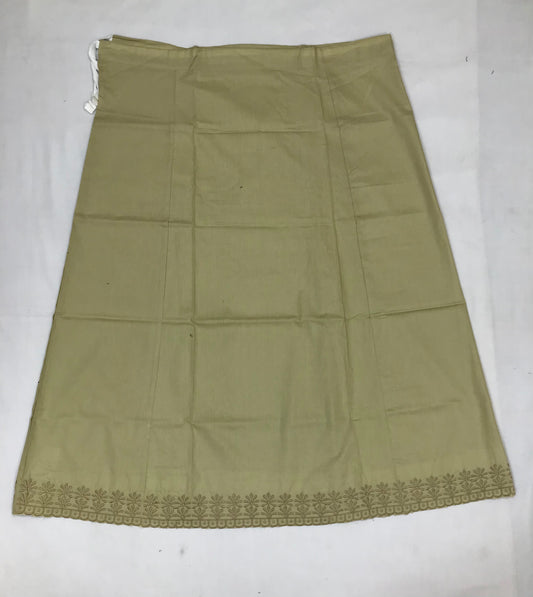 Alluring Light Olive Green Colored Cotton Readymade Petticoat For Women