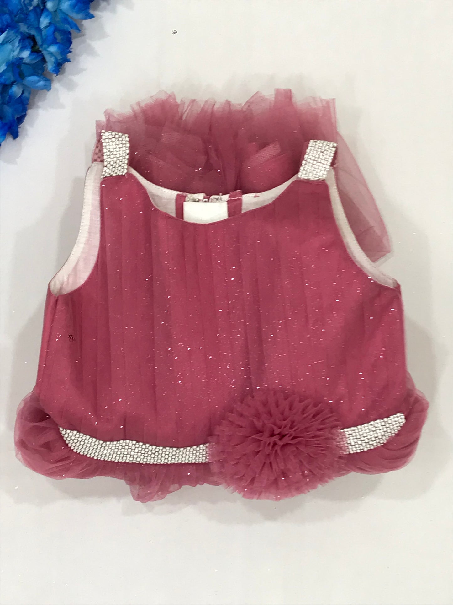 Wine Red Colored Kids Party Wear Net Frock Near Me