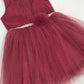 Sparkle Wine Red Colored Kids Party Wear Net Frock In Tempe
