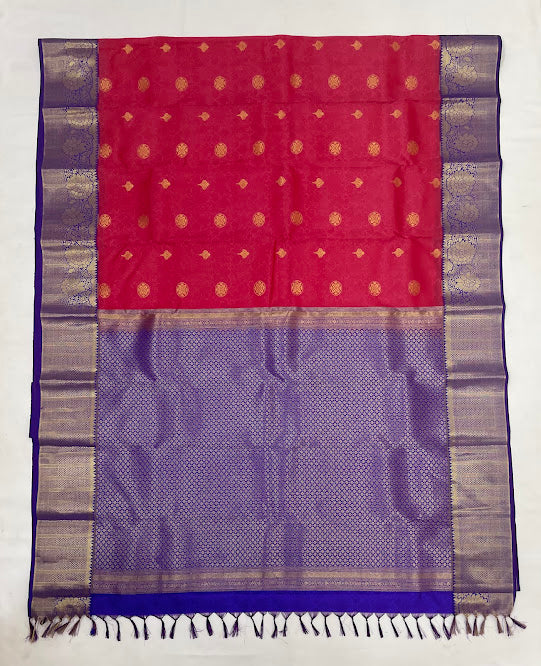 Red Color Pure Kanchi Silk With Gold Zari Work Saree In Chandler