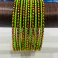 Lovely Gold Plated Green Color Trendy Bangles For Wedding