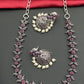  Silver Oxidized Ruby Stone Studded Vintage Design Sleek Necklace Set With Jhumka Earrings Near Me