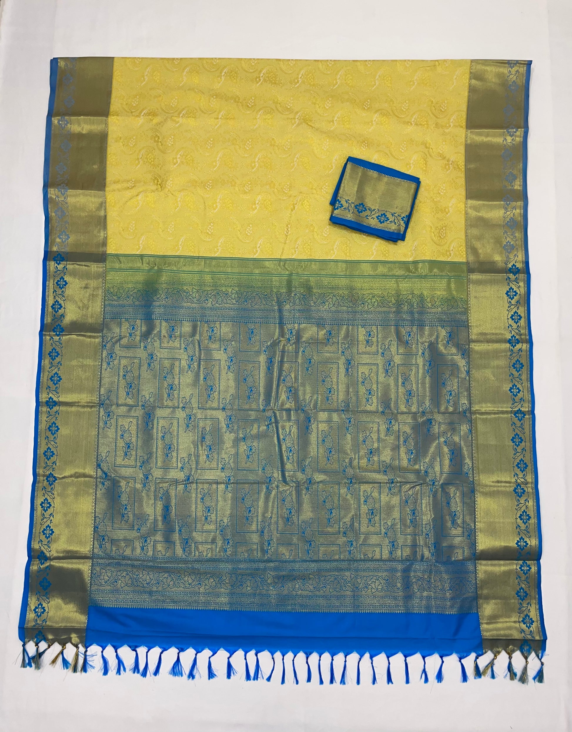 Charming Yellow Color Pure Kanchi Silk Saree In Mesa