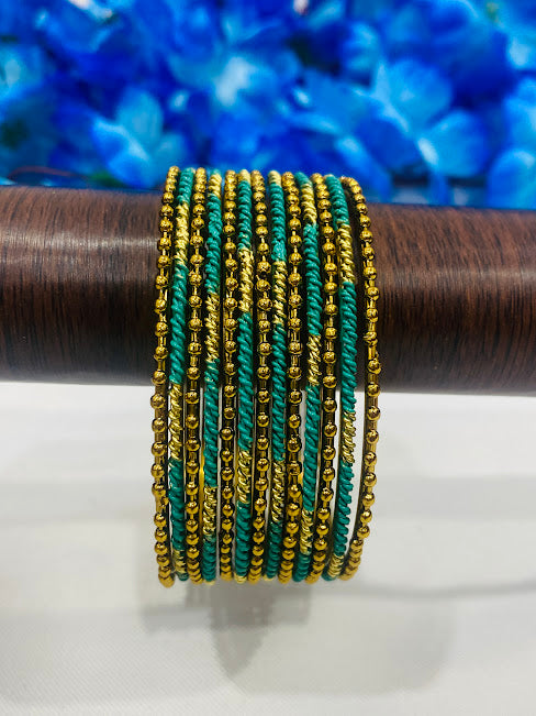 Trendy Teal Blue Ball Chain Bangles In Sun City West