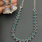 Lovely Green Stone Beaded Leaf Designed German Silver Plated Oxidized Necklace in USA