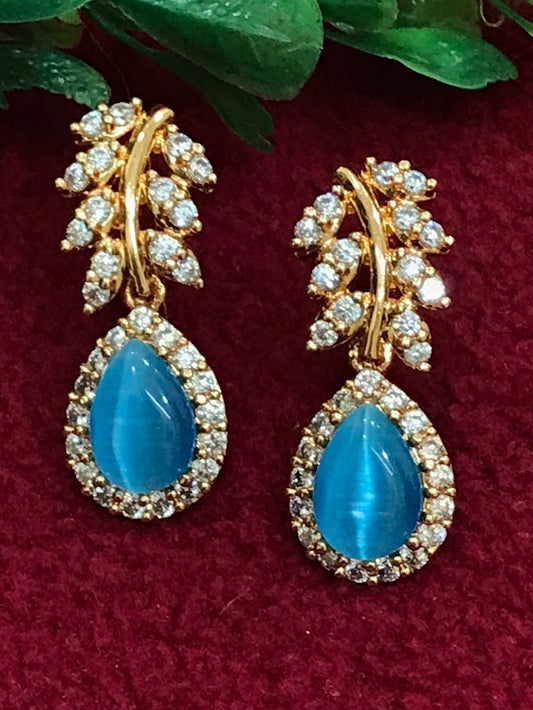 American Diamond Sky Blue Color Beautiful Earrings