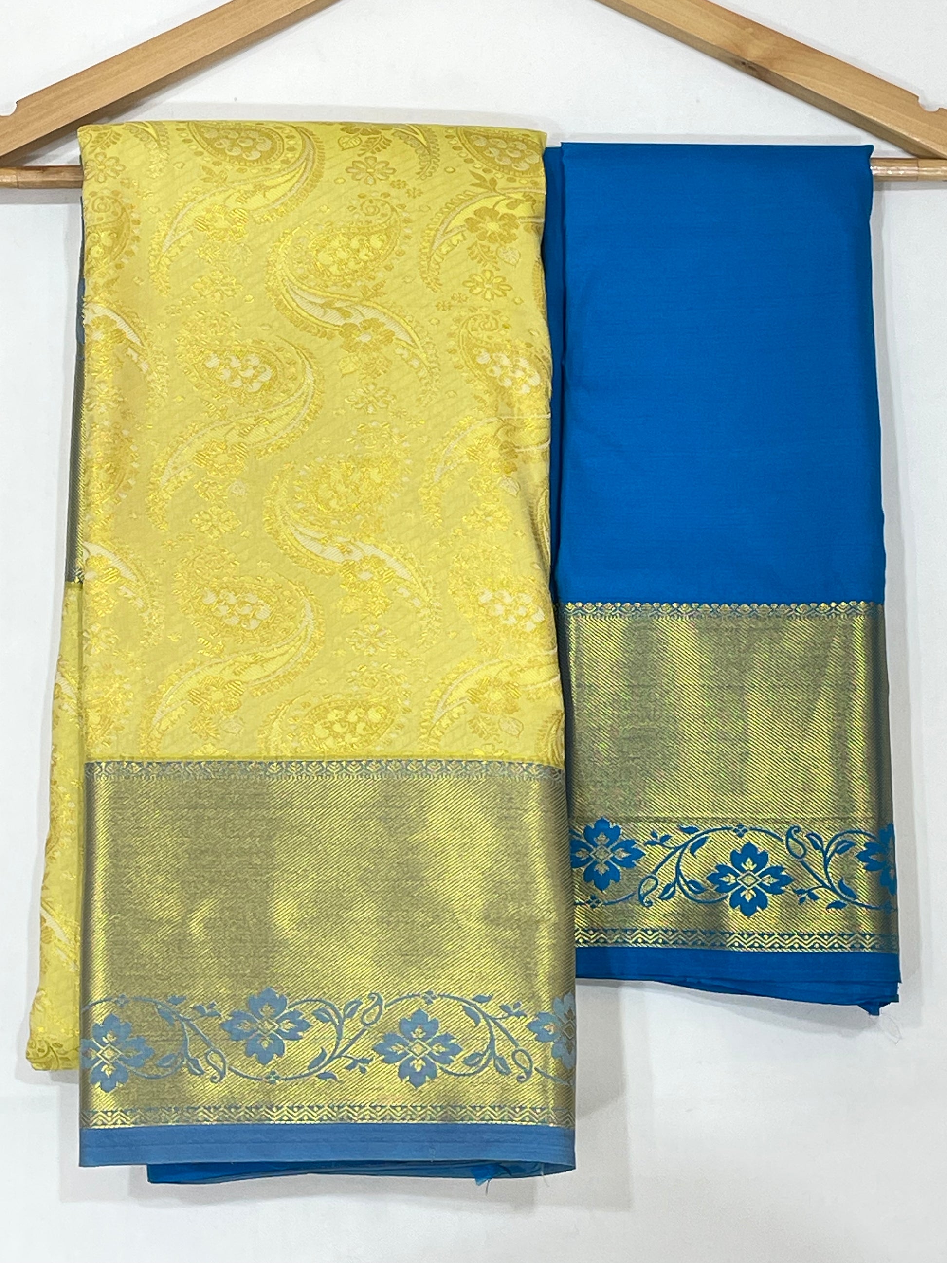 Charming Yellow Color Pure Kanchi Silk Gold Zari Work Saree In USA