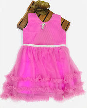 Pink Colored Kids Party Wear Net Frock In USA
