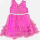 Alluring pink Colored Kids Party Wear Net Frock
