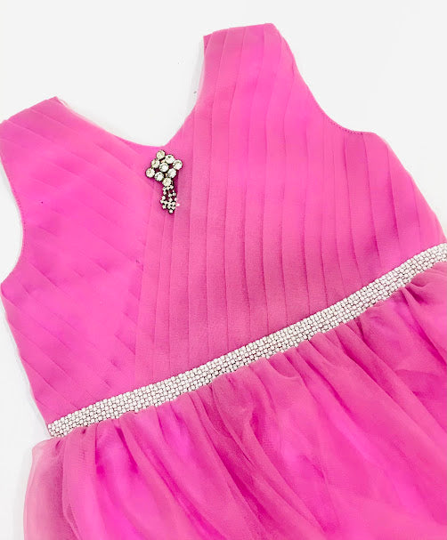 Pink Color Kids Party Wear Net Frock In Peoria