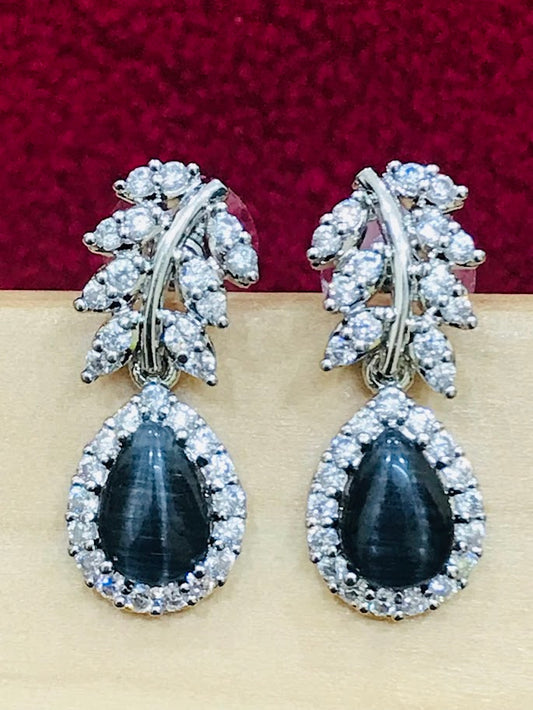 Beautiful Black Color American Diamond Earrings