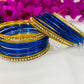 Ethnic Beads Studded Blue Color Shining Metal Bangles in Paradise Valley