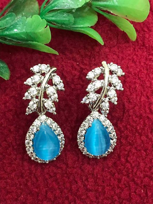 Beautiful Light Blue Color American Diamond Earrings