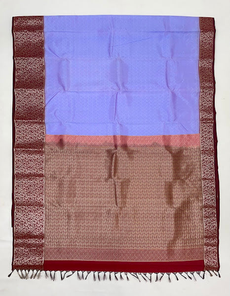 Lavender Color Pure Kanchi Silk With Silver Zari Work Saree In Chandler