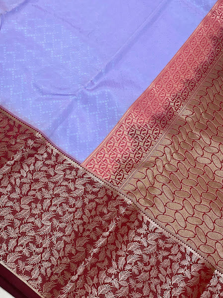 Lavender Color Pure Kanchi Silk With Silver Zari Work Saree In Peoria
