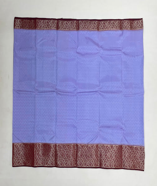 Lavender Color Pure Kanchi Silk With Silver Zari Work Saree In Mesa