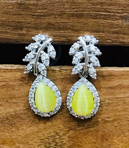 Beautiful American Diamond Yellow Color Earrings