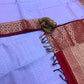 Lavender Color Pure Kanchi Silk With Silver Zari Work Saree In Tempe