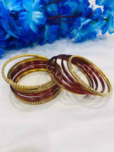 Latest Ethnic Beads Studded Beautiful Maroon Color Bangles in Skull Valley