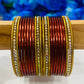 Latest Ethnic Beads Studded Beautiful Maroon Color Designer Metal Bangle Sets For Women