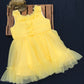 Alluring Yellow Colored Kids Party Wear Net Frock Near Me