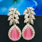 Beautiful Pink Color American Diamond Earrings In Suncity