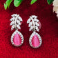 Beautiful Pink Color American Diamond Earrings