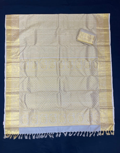 Elegant Gold Color Kanchi Silk Saree With Gold Zari Work Saree In Tempe