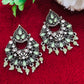 Attractive Pista Green Colored Oxidized Earrings