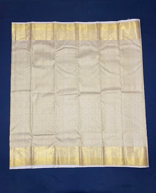 Gold Color Kanchi Silk Saree With Gold Zari Work In Mesa