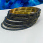 Dark Blue Color Bollywood Style Indian Fancy Thin  Gold Plated Bangles in USA