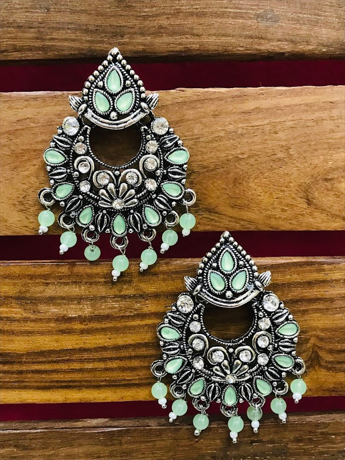 Pista Green Colored Oxidized Earrings Near Me