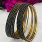 Traditional Dark Blue Color Bollywood Style Indian Fancy Thin Gold Plated Bangles