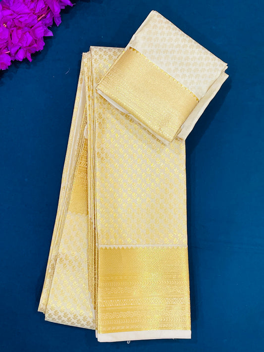 Charming Golden  Color Pure Silk Saree For Women