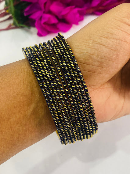 Dark Blue Color Bollywood Style Fancy Thin Gold  Bangles Near Me