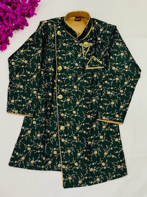 Green Color Silk Kurta With Pajama Sets In USA