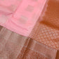Light Pink Color Kanchi Silk With Silver Zari Work Saree In Tempe