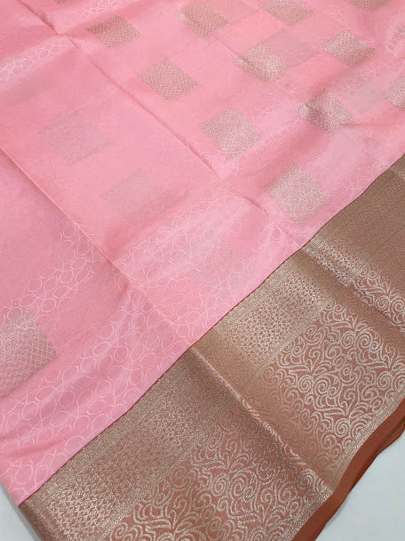 Light Pink Color Pure Kanchi Silk With Zari Work Saree In Suncity