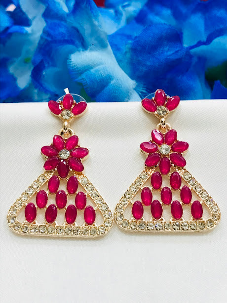 Prettiest Pink Color American Diamond Earrings For Women